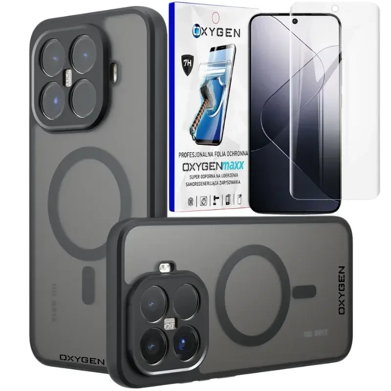 Etui na telefon Xiaomi 15T PRO Czarne Oxygen MAGSafe + Super Folia
