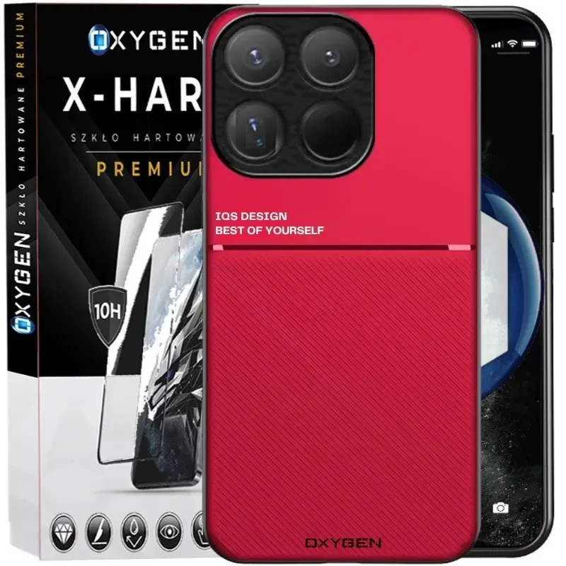Etui na telefon Xiaomi 15T Czerwone Oxygen IQS + Szkło Hartowane X-HARD