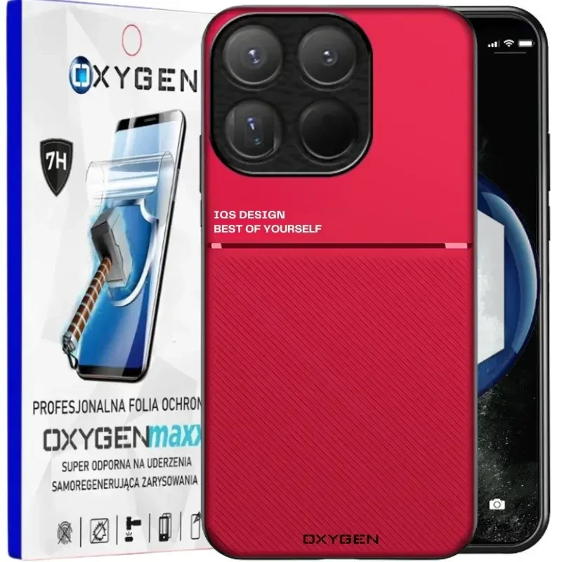 Etui na telefon Xiaomi 15T Czerwone Oxygen IQS + Super Folia