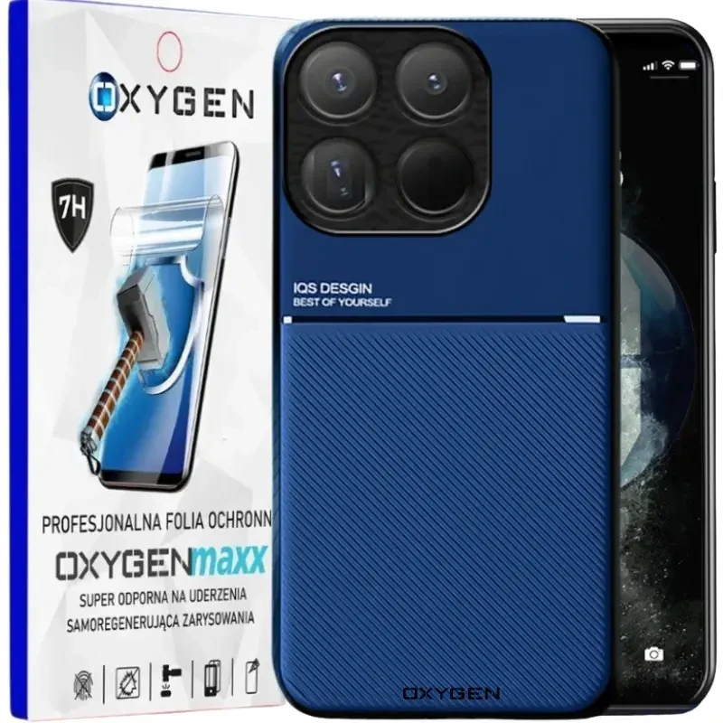 Etui na telefon Xiaomi 15T Niebieskie Oxygen IQS + Super Folia