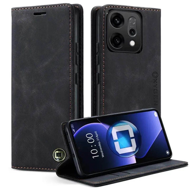 Etui na telefon Oppo Reno14 5G Czarne Oxygen BooK