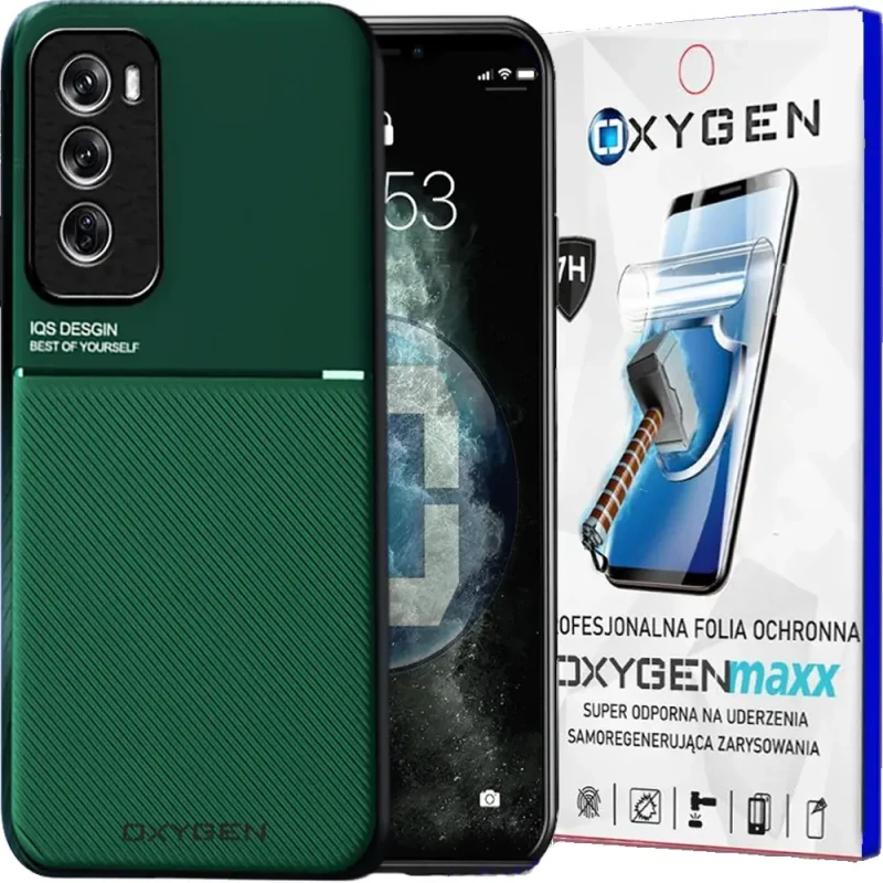 Etui na telefon Oppo Reno12 PRO Zielone Oxygen IQS + Super Folia
