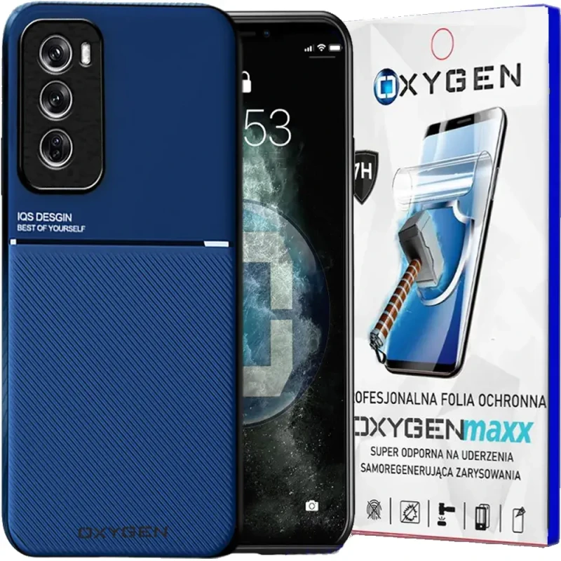 Etui na telefon Oppo Reno12 5G Niebieskie Oxygen IQS + Super Folia