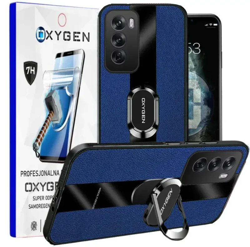 Etui na telefon Oppo Reno12 PRO Niebieskie Oxygen Pax + Super Folia