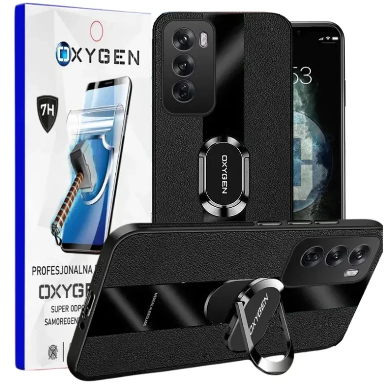 Etui na telefon Oppo Reno12 5G Czarne Oxygen Pax + Super Folia