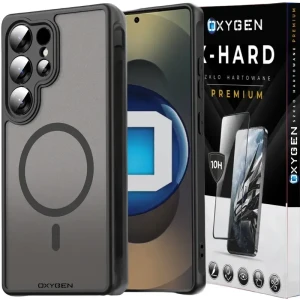 Etui na telefon Samsung Galaxy S25 ULTRA Czarne Oxygen MAGSafe + Szkło Hartowane X-HARD