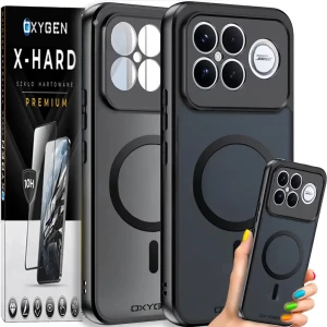Etui na telefon Xiaomi Poco F8 Ultra Czarne Oxygen MAGSafe + Szkło Hartowane X-HARD