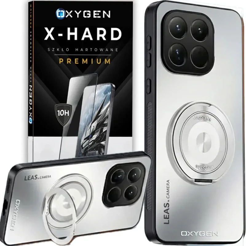 Etui na telefon Xiaomi 15T 5G Białe Oxygen LeaS MAGSafe  + Szkło Hartowane X-HARD