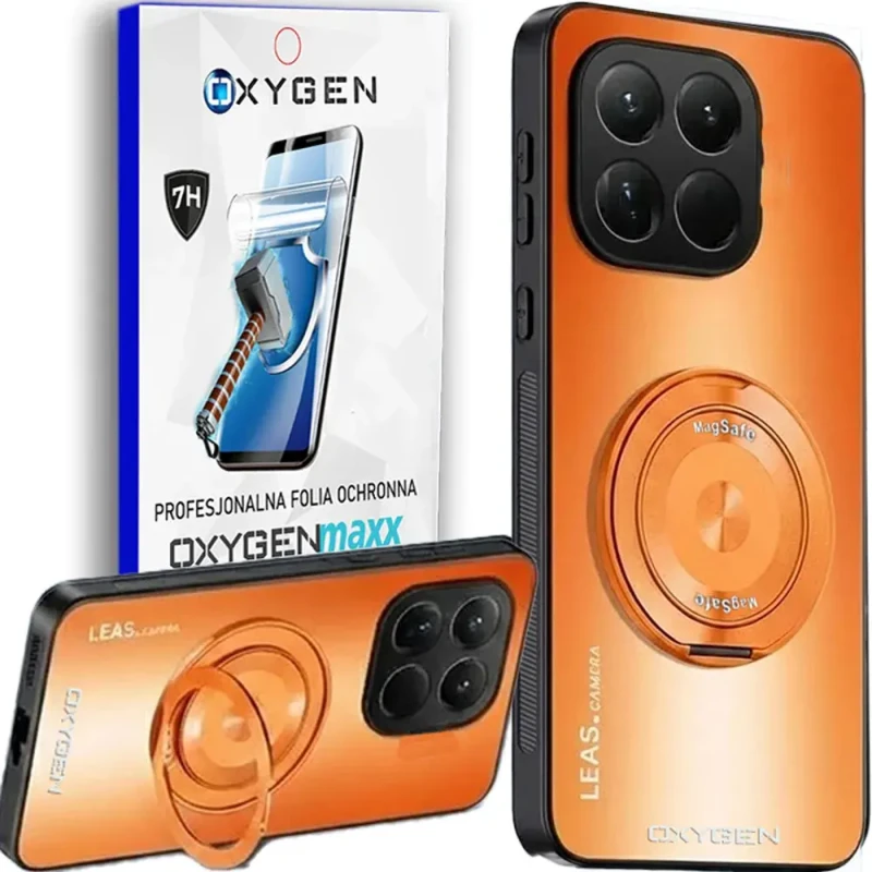 Etui na telefon Xiaomi 15T 5G Pomarańczowe Oxygen LeaS MAGSafe + Super Folia