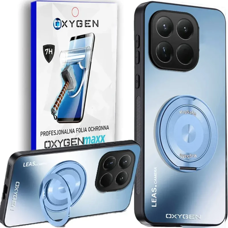 Etui na telefon Xiaomi 15T 5G Niebieskie Oxygen LeaS MAGSafe  + Super Folia