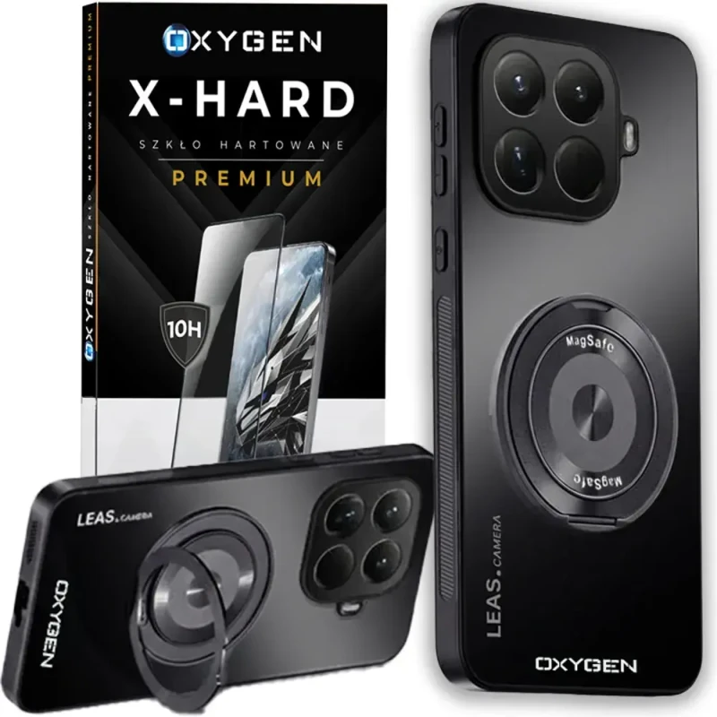 Etui na telefon Xiaomi 15T PRO 5G Czarne Oxygen LeaS MAGSafe  + Szkło Hartowane X-HARD