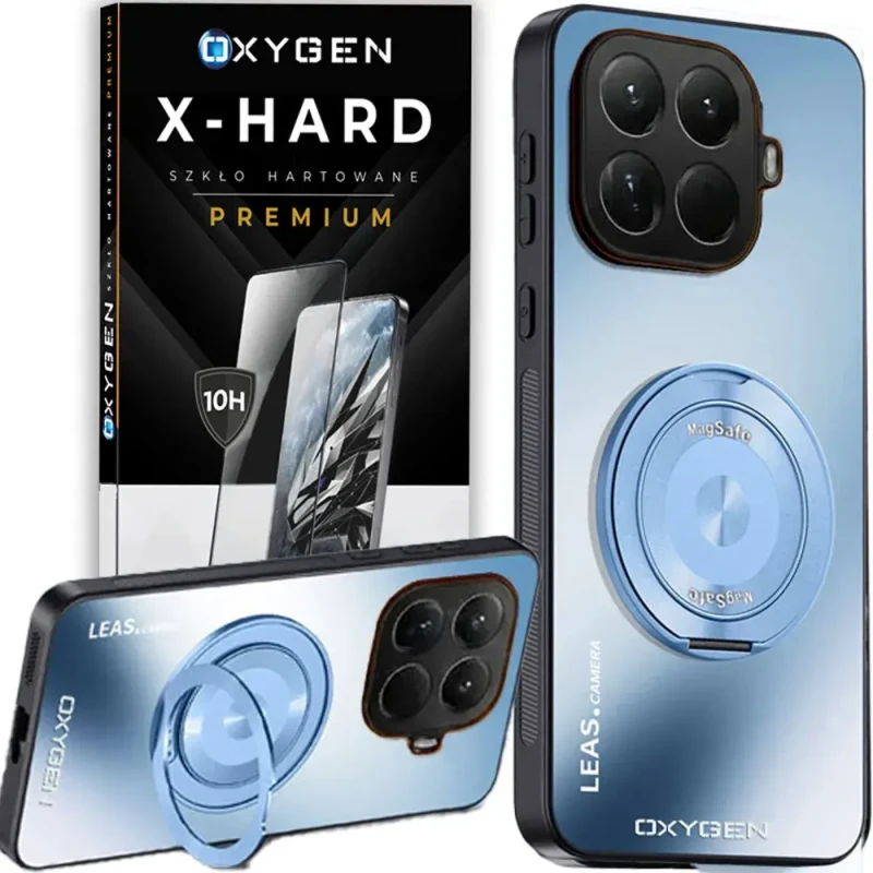 Etui na telefon Xiaomi 15T PRO 5G Niebieskie Oxygen LeaS MAGSafe  + Szkło Hartowane X-HARD