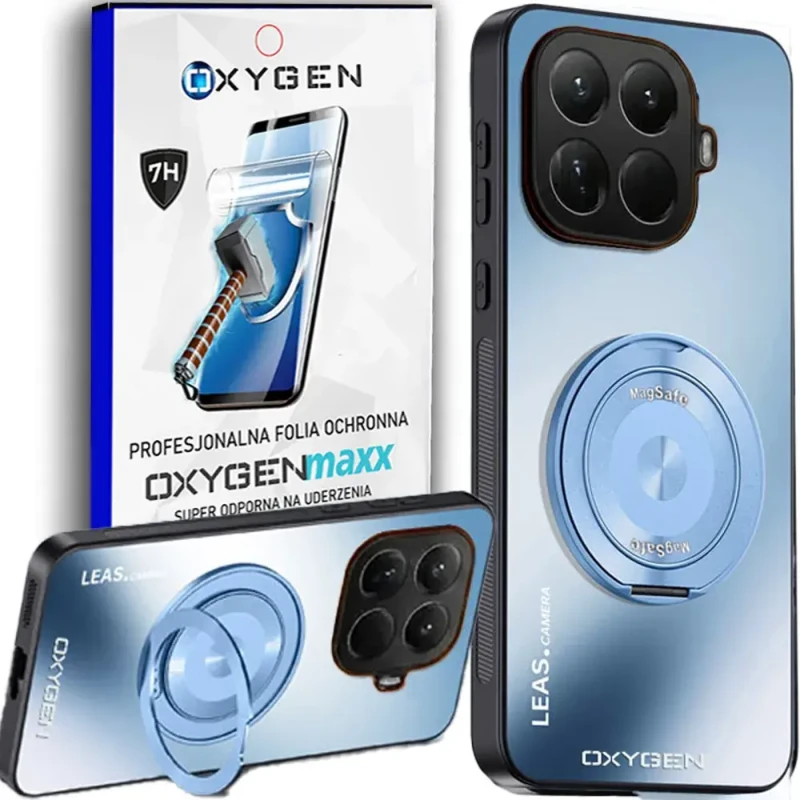 Etui na telefon Xiaomi 15T PRO 5G Niebieskie Oxygen LeaS MAGSafe  + Super Folia