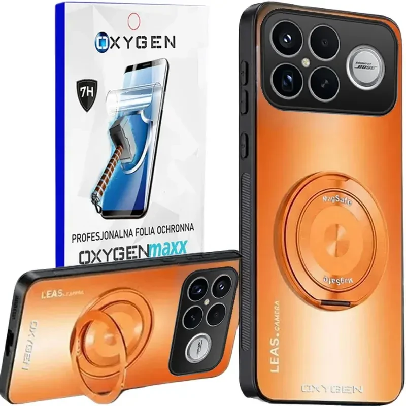 Etui na telefon Xiaomi Poco F8 Ultra Pomarańczowe Oxygen LeaS MAGSafe + Super Folia