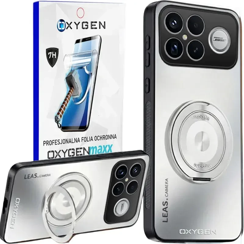 Etui na telefon Xiaomi Poco F8 Ultra Białe Oxygen LeaS MAGSafe + Super Folia