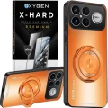 Etui na telefon  Xiaomi Poco F8 Ultra Pomarańczowe Oxygen LeaS MAGSafe + Szkło Hartowane X-HARD