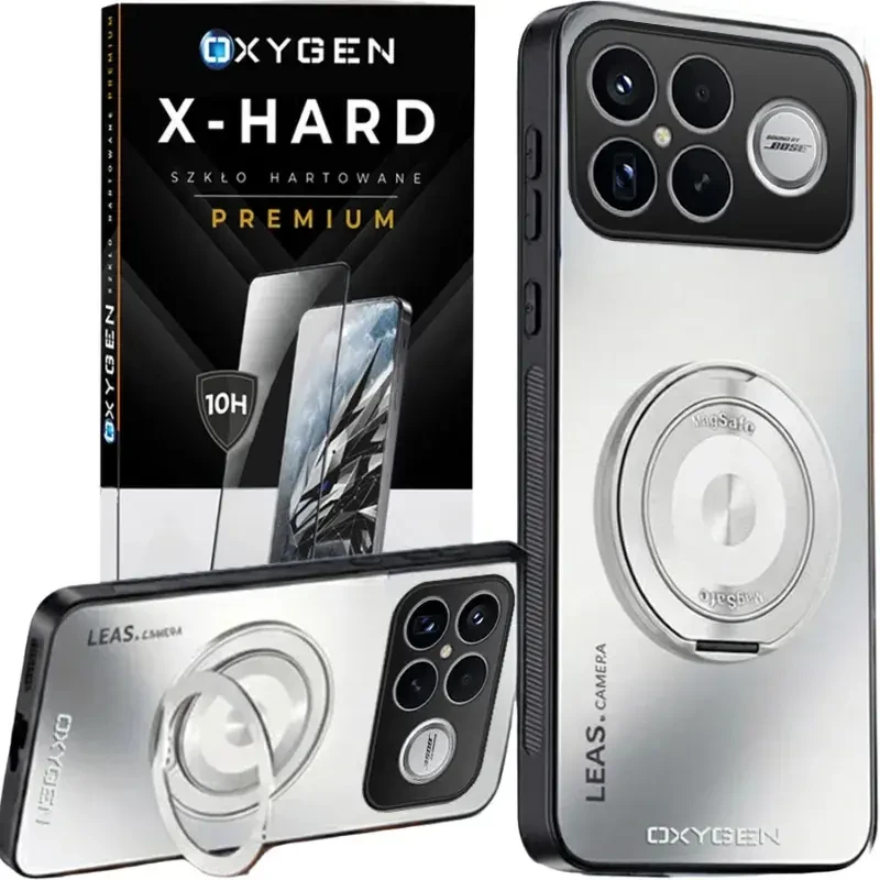 Etui na telefon  Xiaomi Poco F8 Ultra Białe Oxygen LeaS MAGSafe + Szkło Hartowane X-HARD