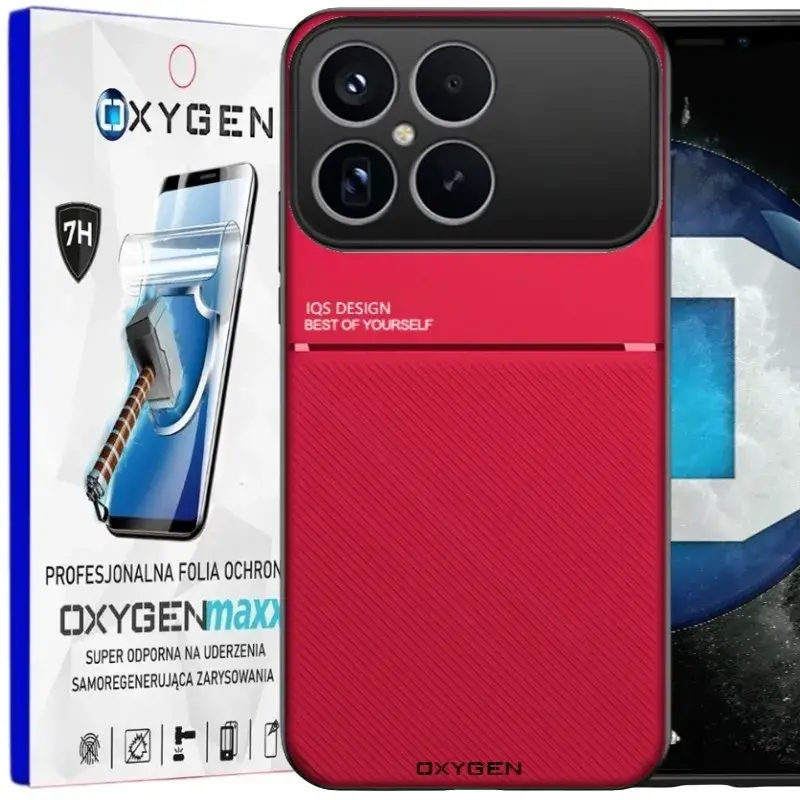 Etui na telefon Xiaomi Poco F8 Pro Czerwone Oxygen IQS + Super Folia