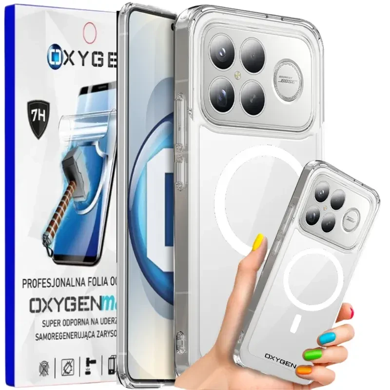 Etui na telefon Xiaomi Poco F8 Ultra Oxygen Pure MAGSafe Bezbarwne + Super Folia