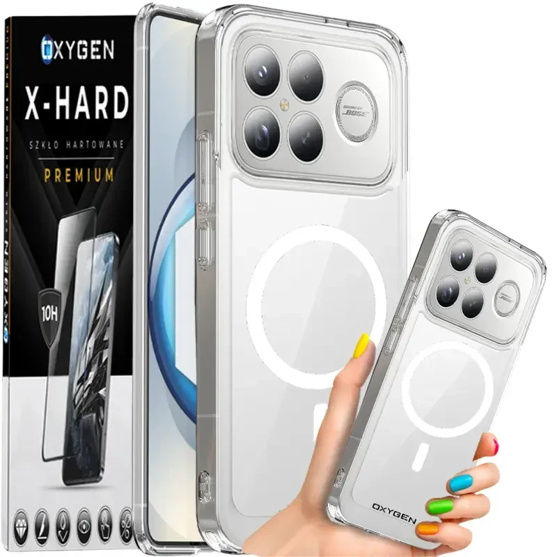Etui na telefon Xiaomi Poco F8 Ultra Bezbarwne Oxygen PURE MAGSafe + Szkło Hartowane X-HARD