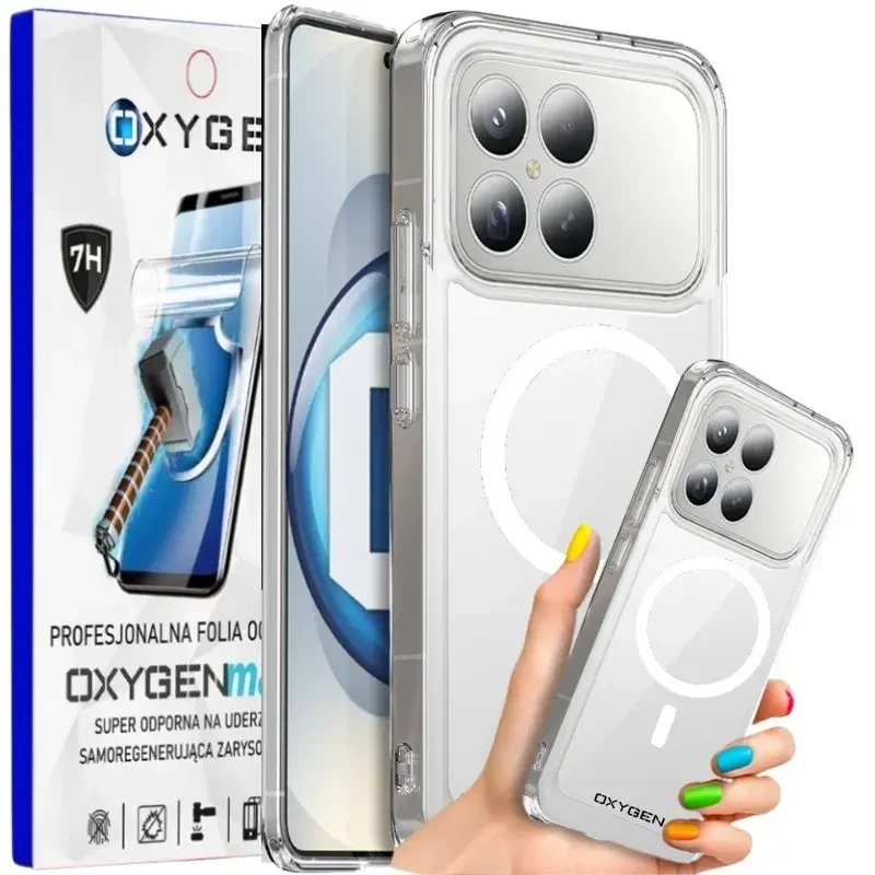 Etui na telefon Xiaomi Poco F8 Pro Oxygen Pure MAGSafe Bezbarwne + Super Folia