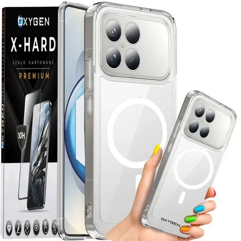 Etui na telefon Xiaomi Poco F8 Pro Bezbarwne Oxygen PURE MAGSafe + Szkło Hartowane X-HARD