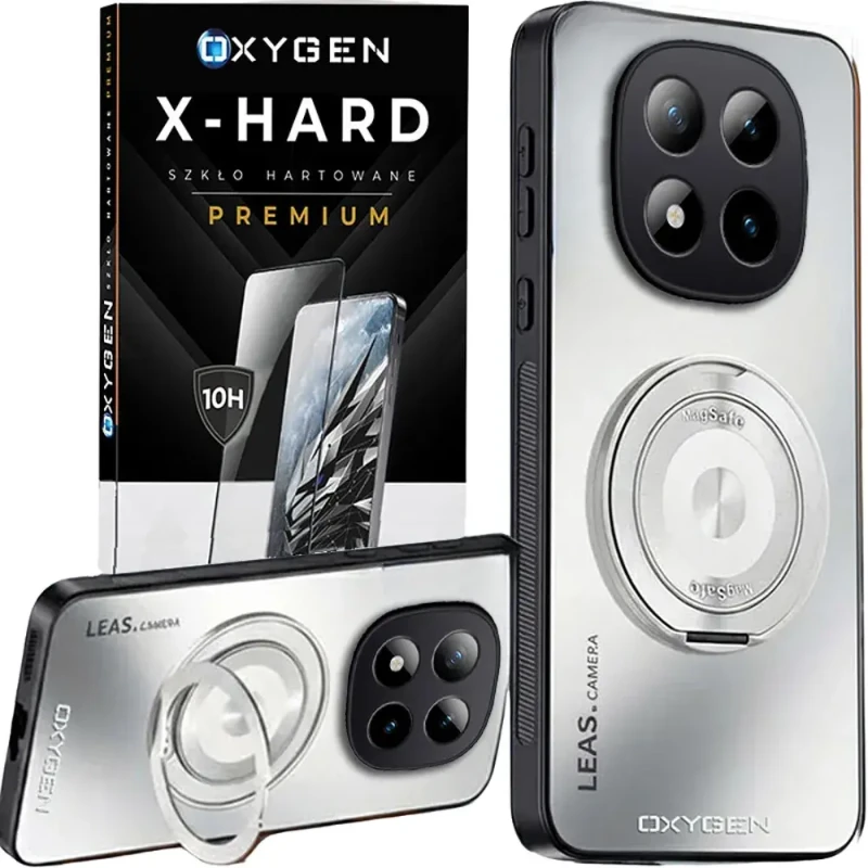 Etui na telefon Xiaomi Poco M8 Pro 5G Białe Oxygen LeaS MAGSafe  + Szkło Hartowane X-HARD