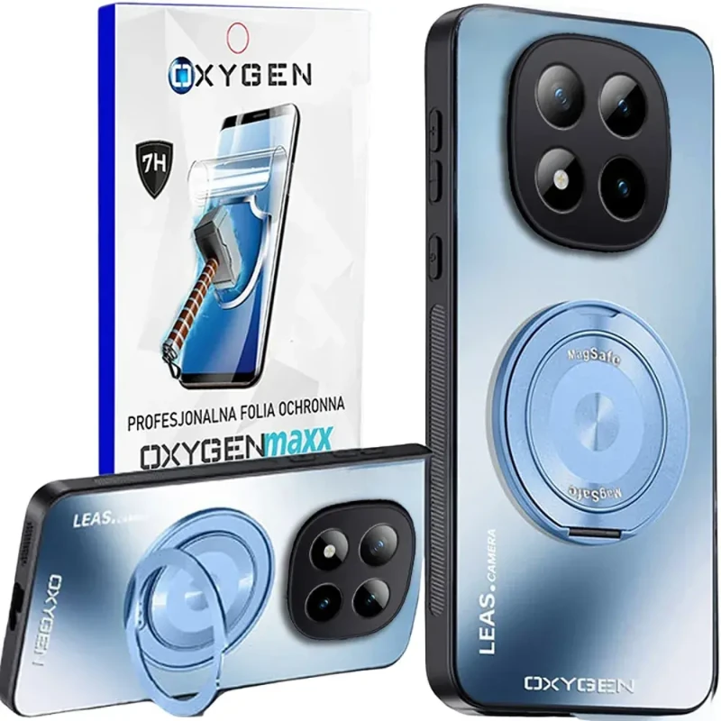 Etui na telefon Xiaomi Poco M8 Pro 5G Niebieskie Oxygen LeaS MAGSafe  + Super Folia
