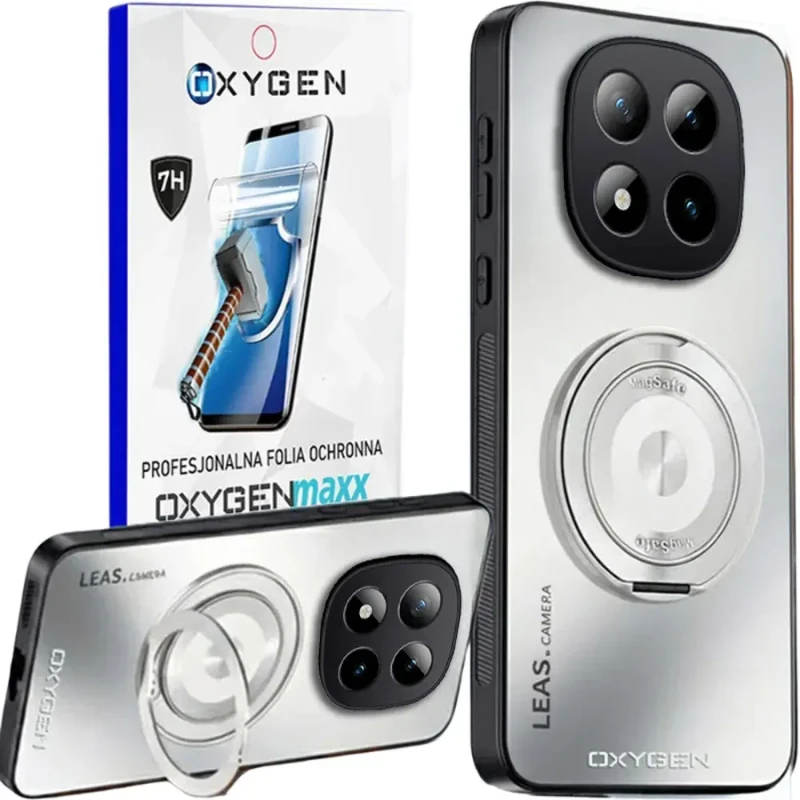 Etui na telefon Xiaomi Poco M8 Pro 5G Białe Oxygen LeaS MAGSafe  + Super Folia