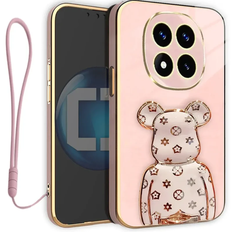 Etui na telefon Xiaomi Poco M8 Pro 5G Różowe Oxygen BeaR + Uchwyt + Smycz