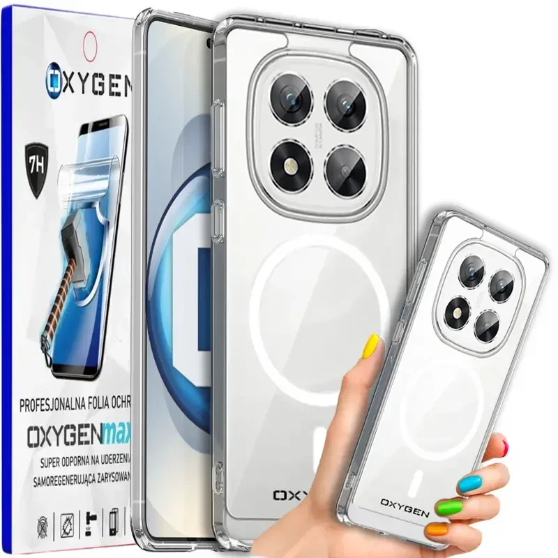 Etui na telefon Xiaomi Poco M8 Pro 5G Oxygen Pure MAGSafe Bezbarwne + Super Folia