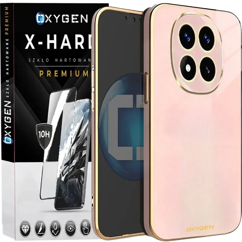 Etui na telefon Xiaomi Poco M8 Pro 5G Oxygen GLOW Różowe + Szkło Hartowane X-HARD