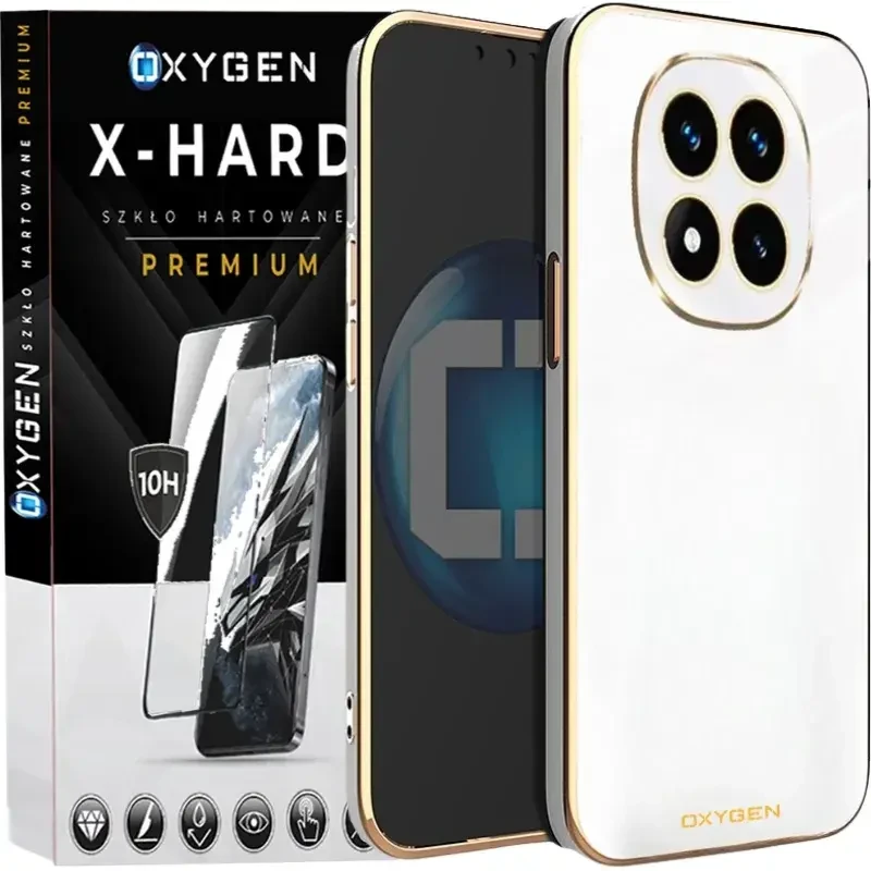 Etui na telefon Xiaomi Poco M8 Pro 5G Oxygen GLOW Białe + Szkło Hartowane X-HARD
