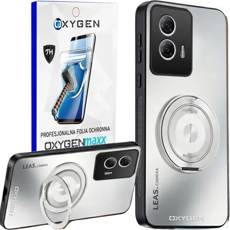 Etui na telefon Motorola Edge 50 Fusion Białe Oxygen LeaS MAGSafe + Super Folia