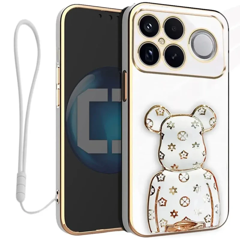 Etui na telefon Xiaomi Poco F8 Ultra Białe Oxygen BeaR + Uchwyt + Smycz