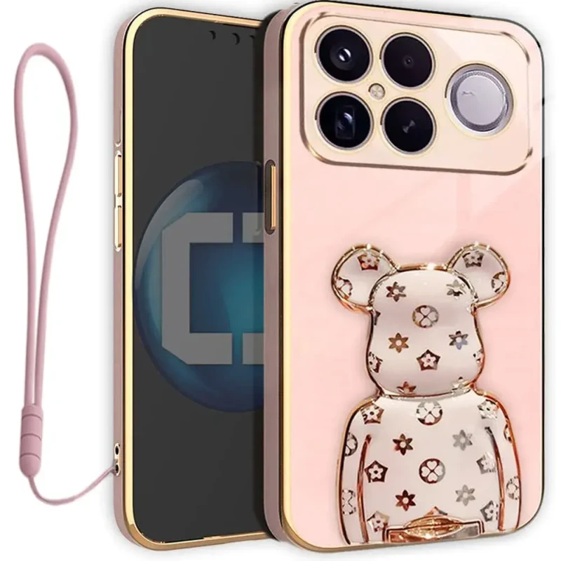 Etui na telefon Xiaomi Poco F8 Ultra Różowe Oxygen BeaR + Uchwyt + Smycz