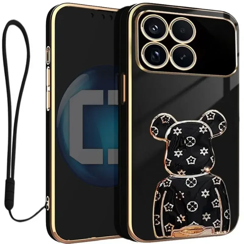 Etui na telefon Xiaomi Poco F8 Pro Czarne Oxygen BeaR + Uchwyt + Smycz