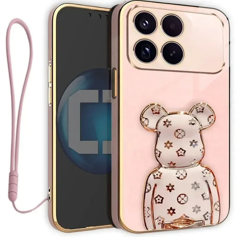 Etui na telefon Xiaomi Poco F8 Pro Różowe Oxygen BeaR + Uchwyt + Smycz
