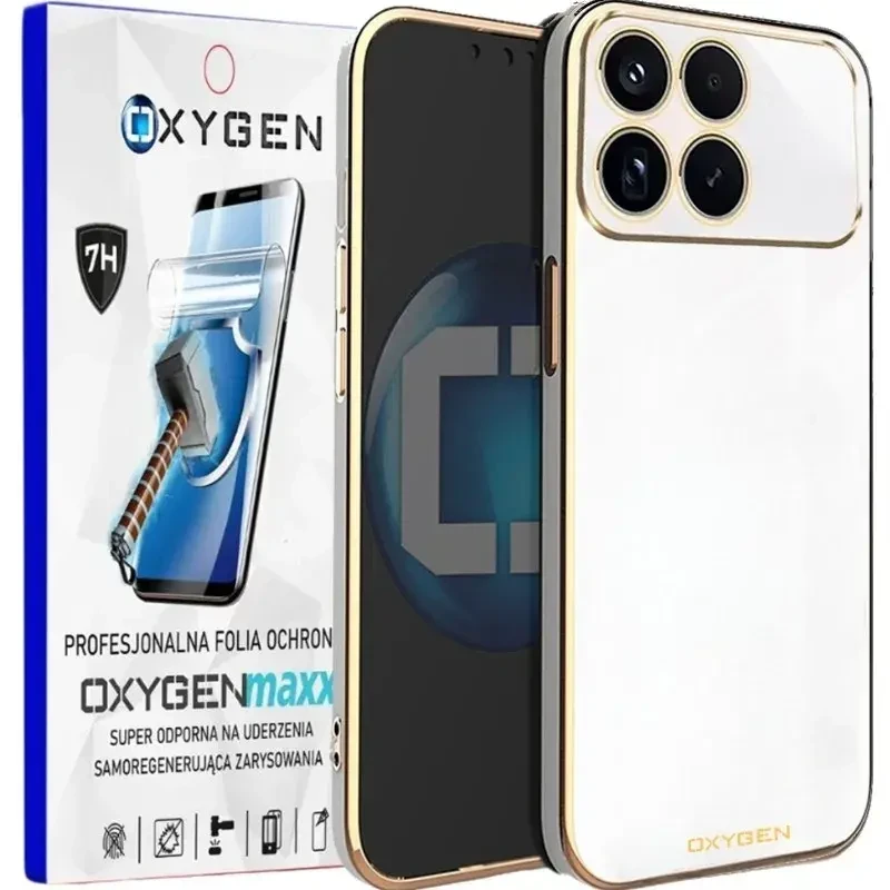 Etui na telefon Xiaomi Poco F8 Pro Oxygen GLOW Białe + Super Folia