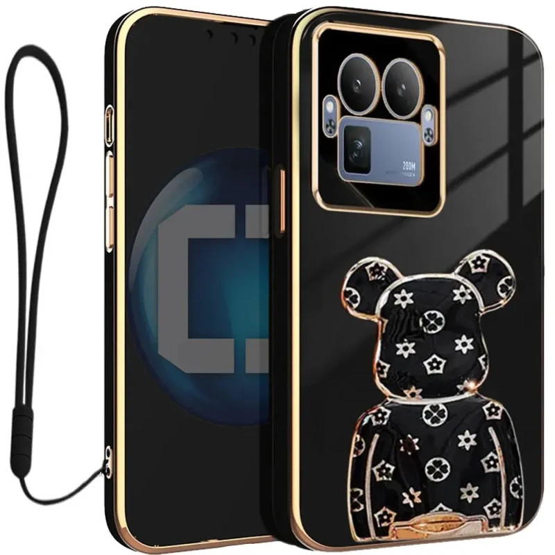Etui na telefon Realme GT 8 Pro Czarne Oxygen BeaR + Uchwyt + Smycz
