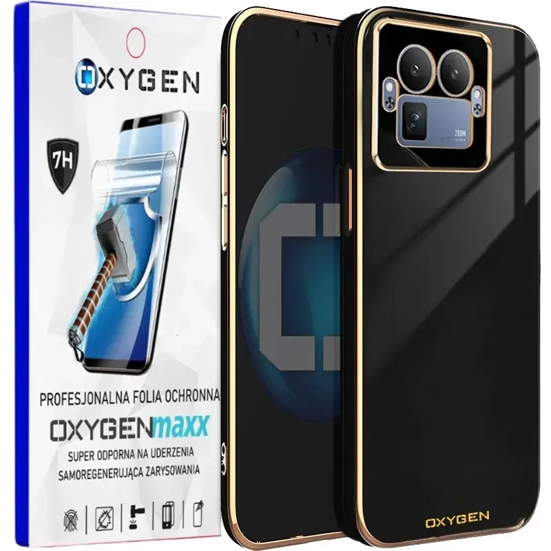 Etui na telefon Realme GT 8 Pro Oxygen GLOW Czarne + Super Folia