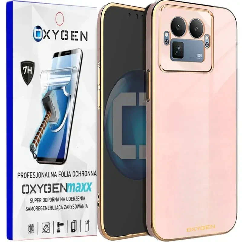 Etui na telefon Realme GT 8 Pro Oxygen GLOW Różowe + Super Folia