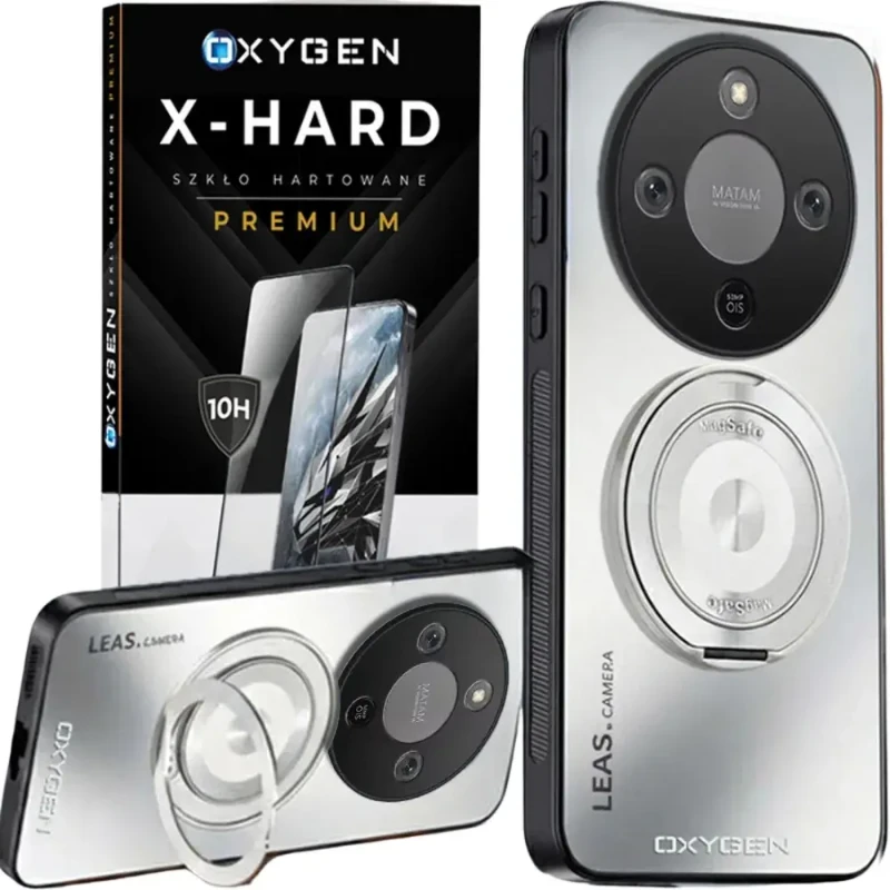 Etui na telefon Honor Magic8 Lite Białe Oxygen LeaS MAGSafe  + Szkło Hartowane X-HARD
