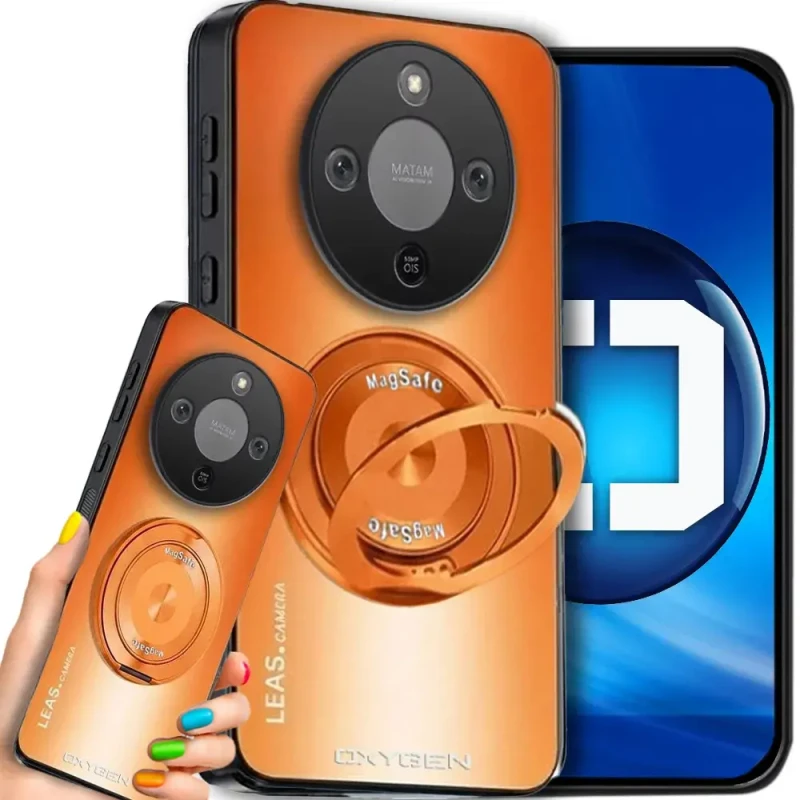Etui na telefon Honor Magic8 Lite Pomarańczowe Oxygen LeaS MAGSafe