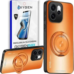 Etui na telefon Oppo Reno15 F/ FS Pomarańczowe Oxygen LeaS MAGSafe  + Super Folia