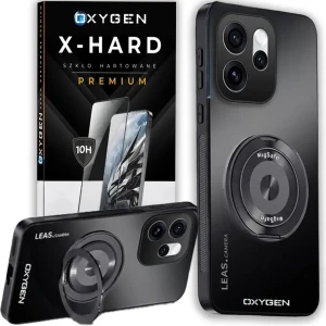 Etui na telefon Oppo Reno15 Pro Czarne Oxygen LeaS MAGSafe  + Szkło Hartowane X-HARD