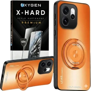 Etui na telefon Oppo Reno15 Pro Pomarańczowe Oxygen LeaS MAGSafe  + Szkło Hartowane X-HARD