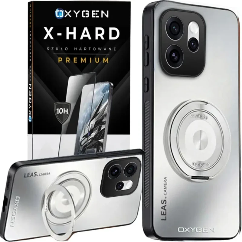 Etui na telefon Oppo Reno15 Pro Max Białe Oxygen LeaS MAGSafe  + Szkło Hartowane X-HARD