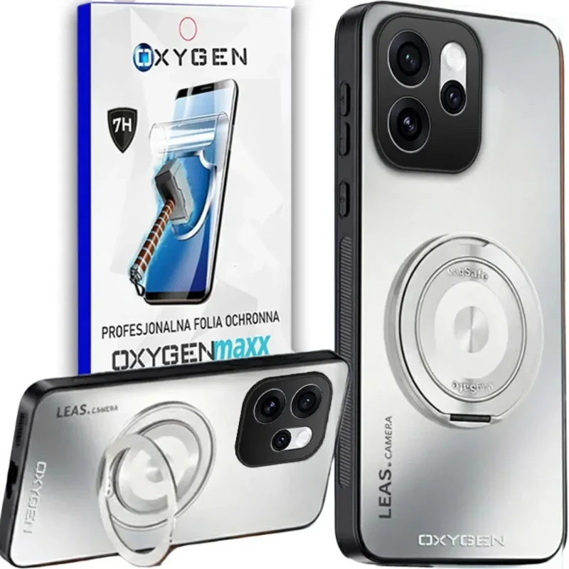 Etui na telefon Oppo Reno15 Pro Max Białe Oxygen LeaS MAGSafe  + Super Folia