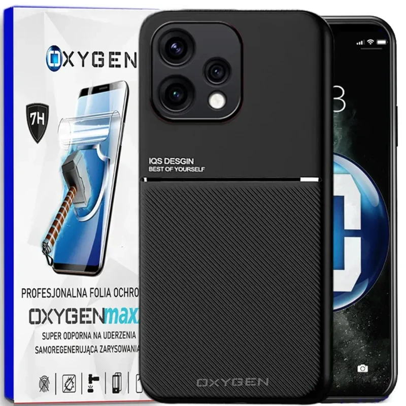 Etui na telefon Oppo Reno15 5G Czarne Oxygen IQS + Super Folia